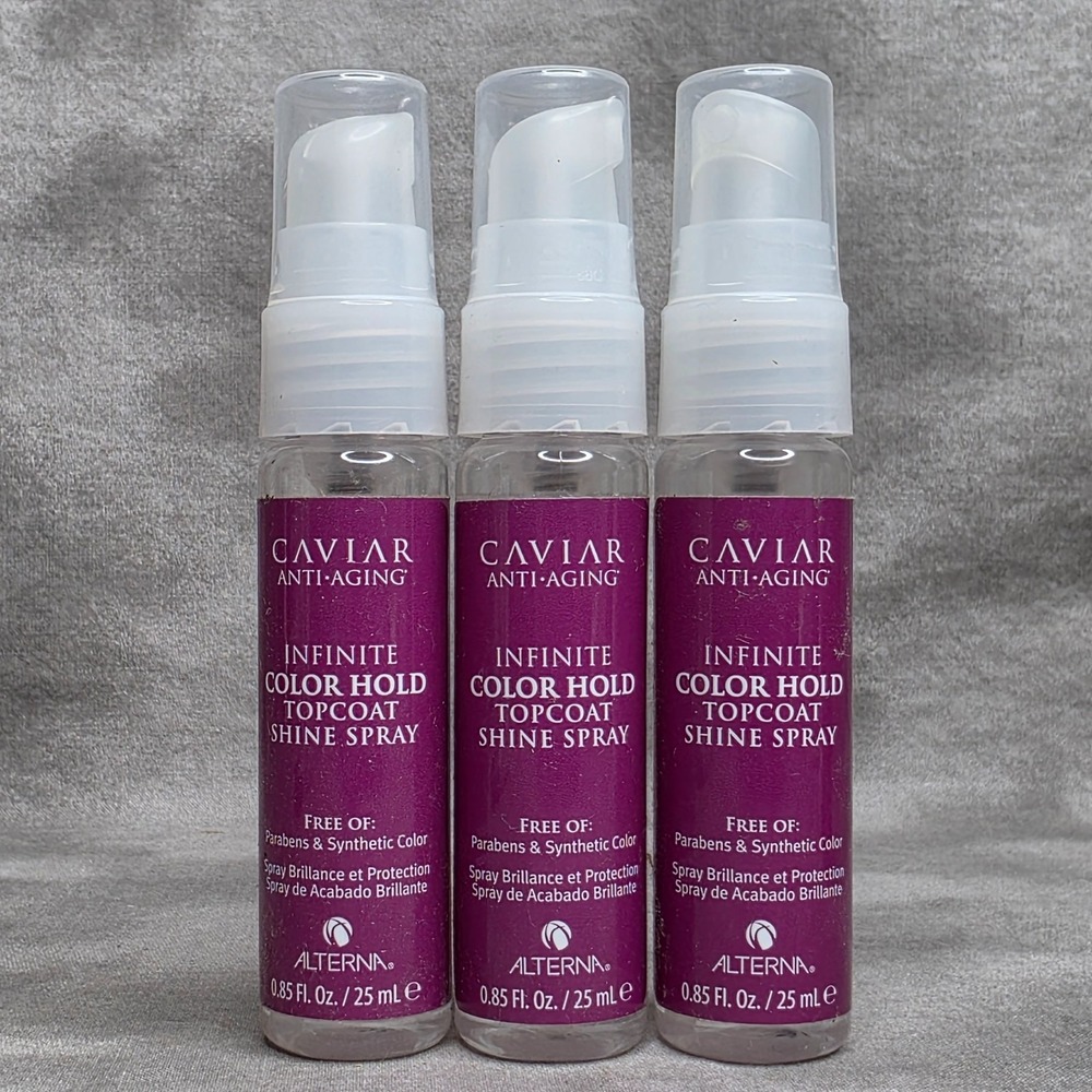 (X3) Alterna Caviar Infinite Color Hold Topcoat Shine Spray .85 oz Travel Size